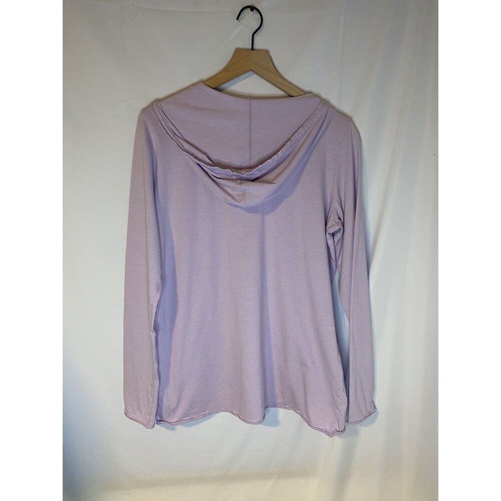 Life Is Good Crusher Lite Hooded Long Sleeve Tee Purple Stripe Size L - Picture 2 of 5